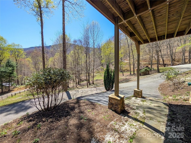 view of yard featuring a mountain view