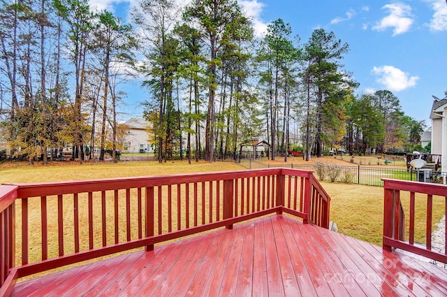 deck with a lawn