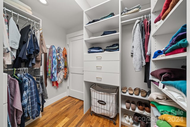 spacious closet with light wood-type flooring