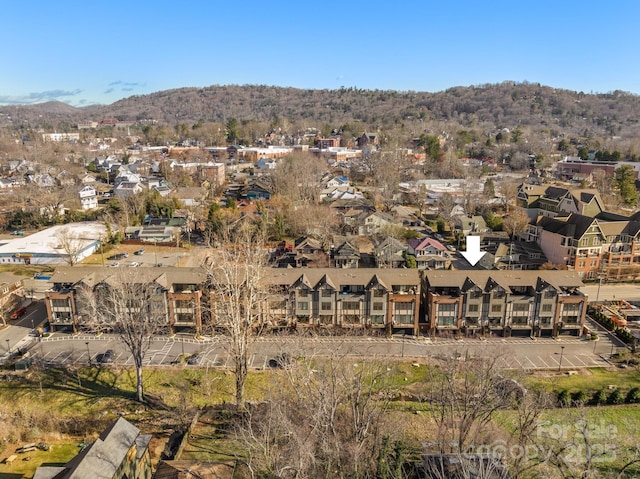 birds eye view of property featuring a residential view and a mountain view