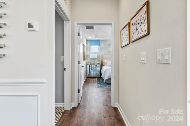 hall featuring dark hardwood / wood-style floors