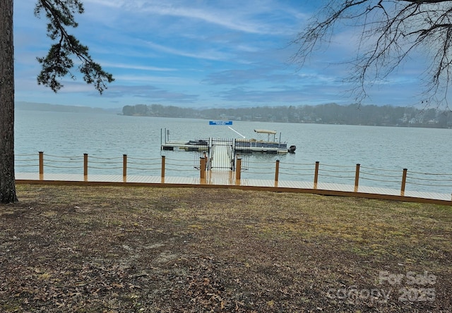 view of dock featuring a water view