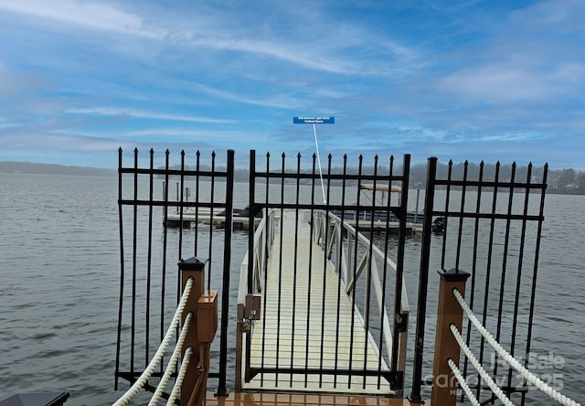 view of dock featuring a water view