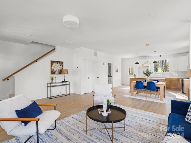 living room featuring light hardwood / wood-style flooring