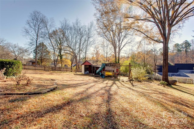 view of yard featuring a playground