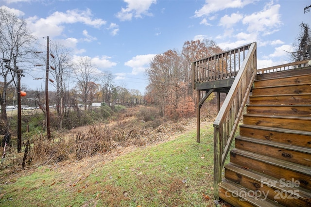 view of yard featuring a wooden deck