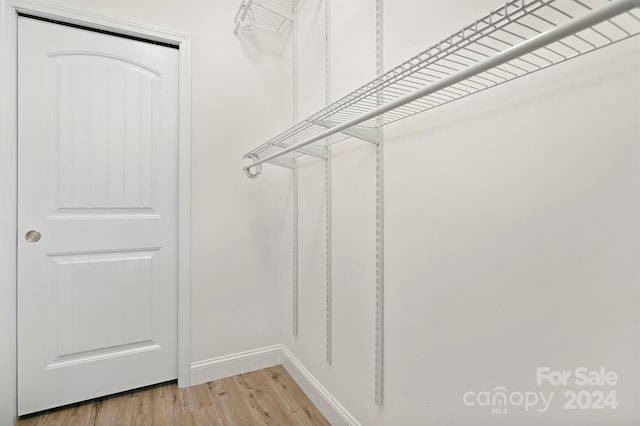 spacious closet featuring light hardwood / wood-style flooring