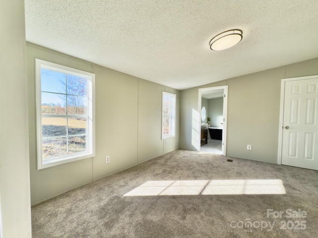 unfurnished bedroom featuring light carpet and a textured ceiling