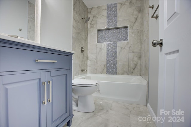 2515 Dion Ave, Charlotte, NC 28212 - full bathroom with bathing tub / shower combination, vanity, and marble finish floors