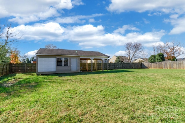 1114 Fenwick Ct, Clover, SC 29710 - back of property with a fenced backyard, an outbuilding, and a yard