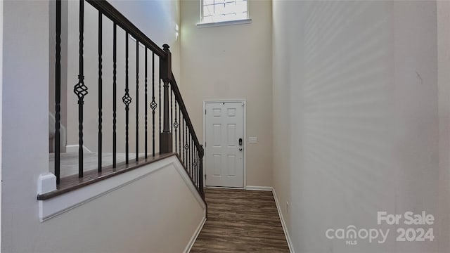 staircase featuring hardwood / wood-style floors