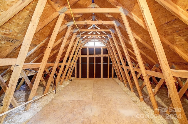 view of unfinished attic