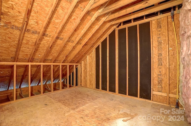 view of unfinished attic