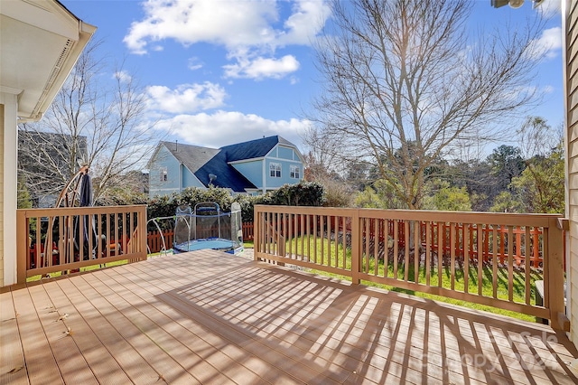 deck featuring a trampoline