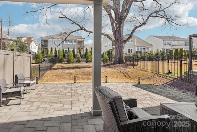 view of patio featuring an outdoor living space