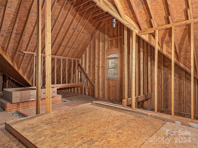 view of unfinished attic