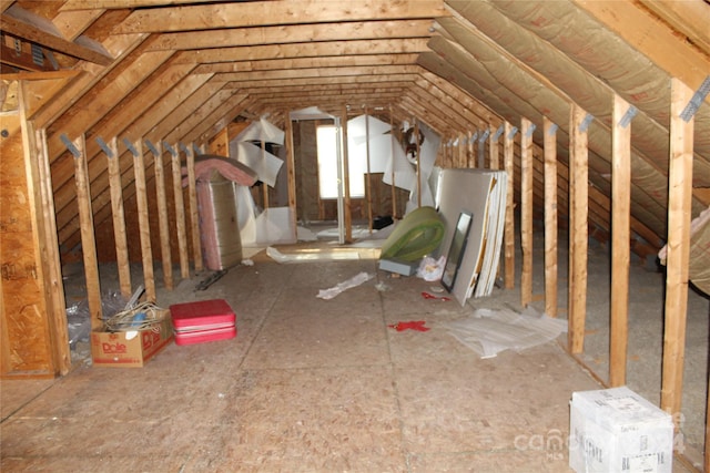 view of unfinished attic