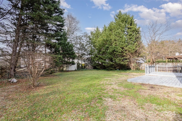 view of yard featuring a deck