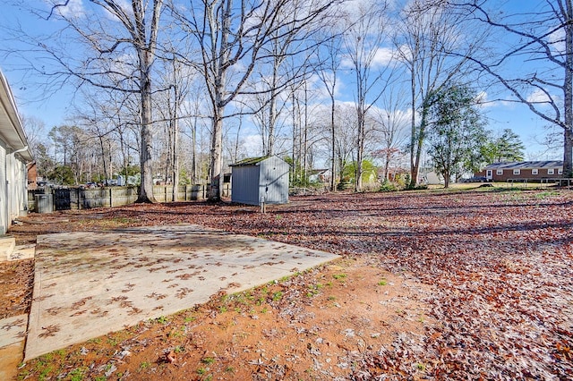 view of yard with a storage unit