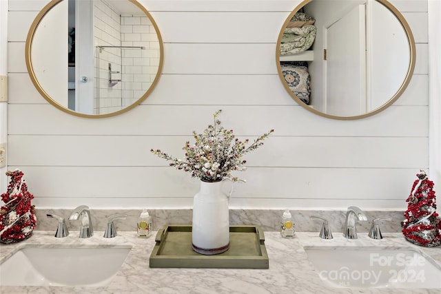 interior details with wood walls and vanity