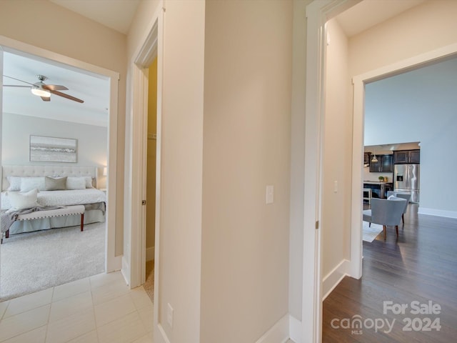 hall featuring light hardwood / wood-style flooring