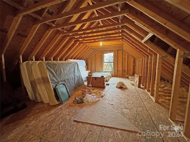 view of unfinished attic