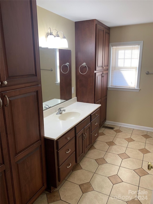 bathroom featuring vanity and tile patterned floors