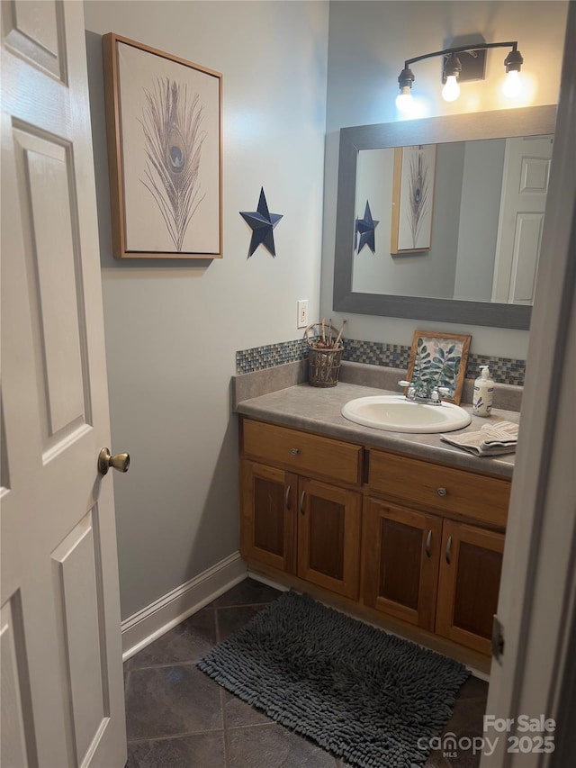 bathroom featuring vanity and tile patterned flooring