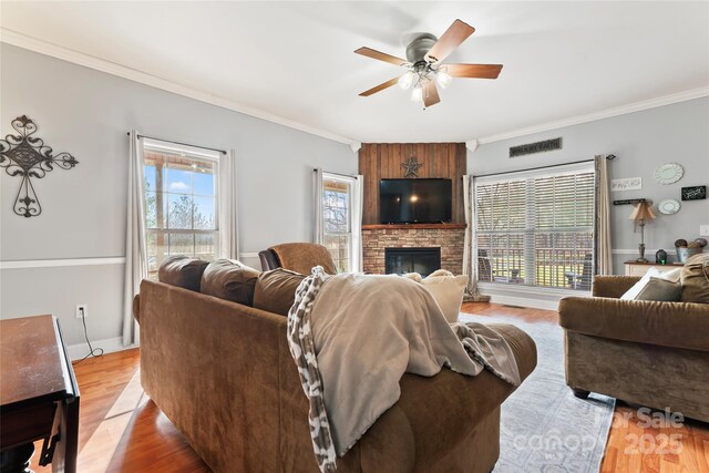 158 White Rd, Wadesboro, NC 28170 - living room featuring plenty of natural light, light wood-type flooring, and ornamental molding