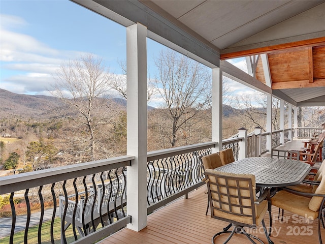 deck featuring a mountain view