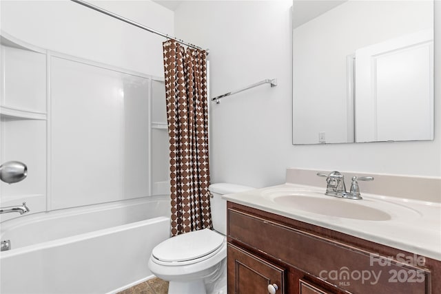 full bathroom with vanity, toilet, and shower / tub combo