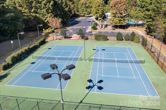 view of tennis court with basketball court