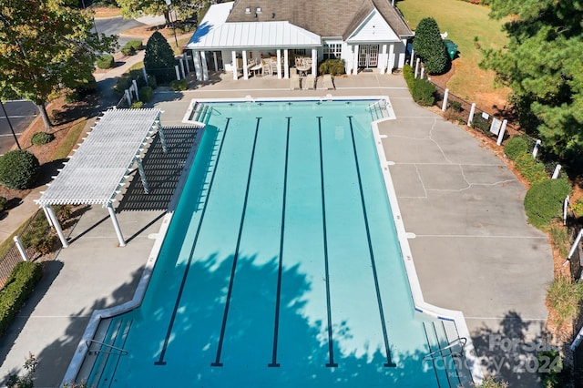 view of pool with a gazebo, a pergola, and a patio