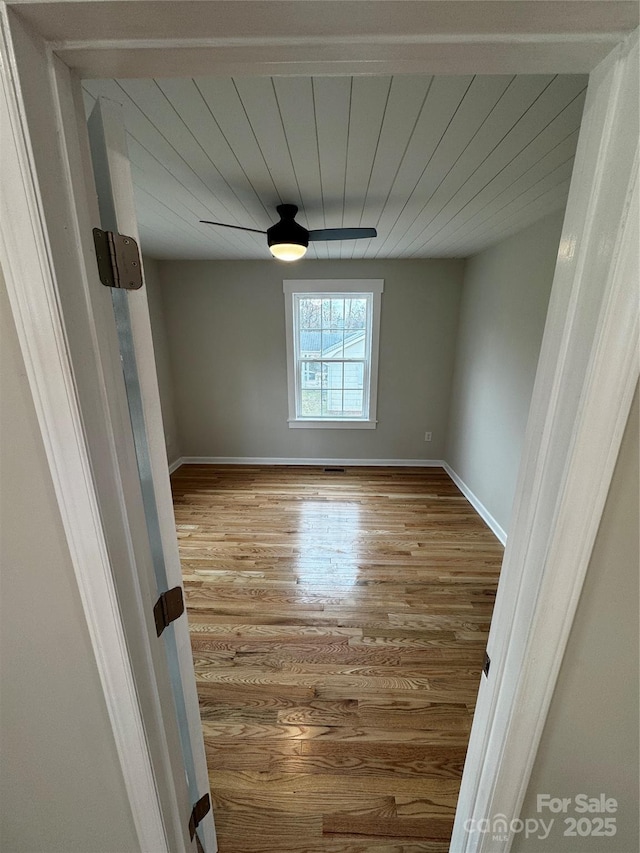 spare room featuring hardwood / wood-style flooring and wood ceiling