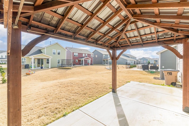 view of patio / terrace with a gazebo and a trampoline