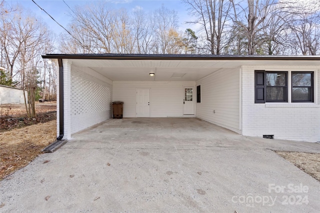 view of parking with a carport