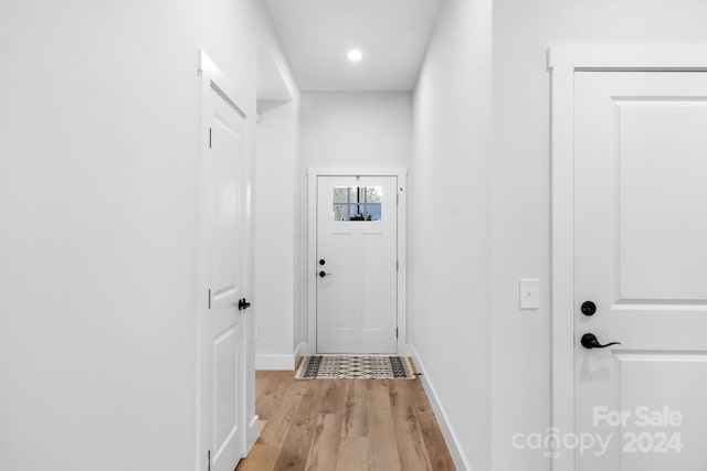 doorway to outside featuring light hardwood / wood-style floors