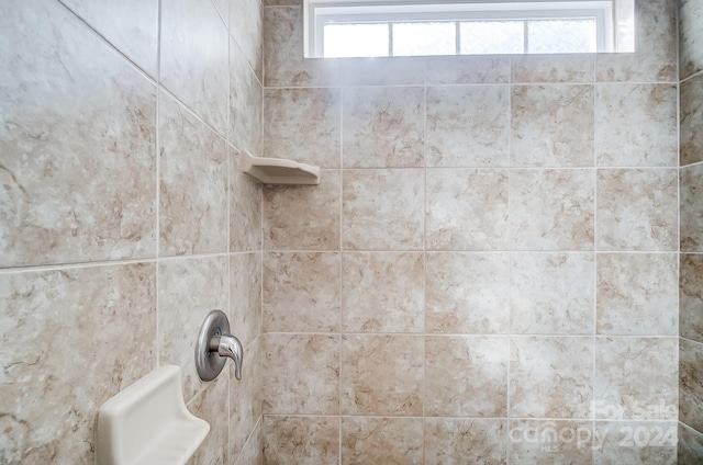 interior details featuring tiled shower