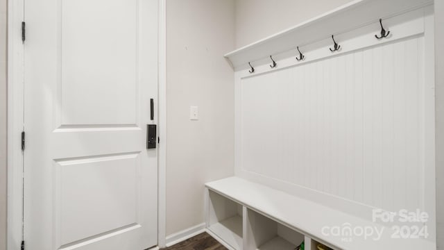 mudroom featuring dark hardwood / wood-style floors