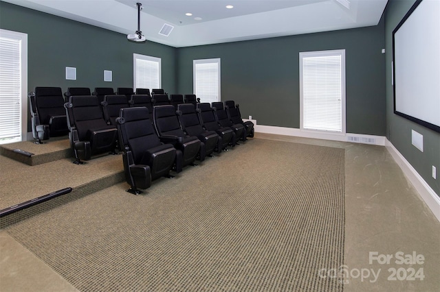 view of carpeted cinema room