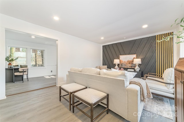 living room featuring light hardwood / wood-style flooring