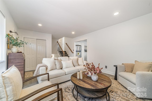 living room with light wood-type flooring