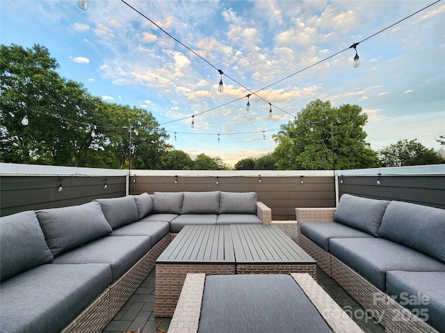 view of patio / terrace featuring an outdoor living space