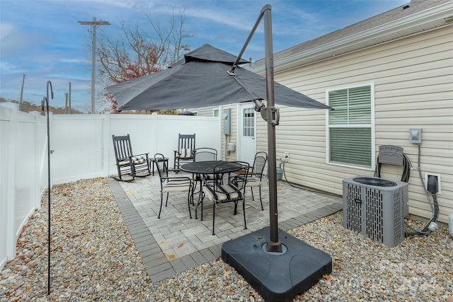 view of patio featuring central AC unit