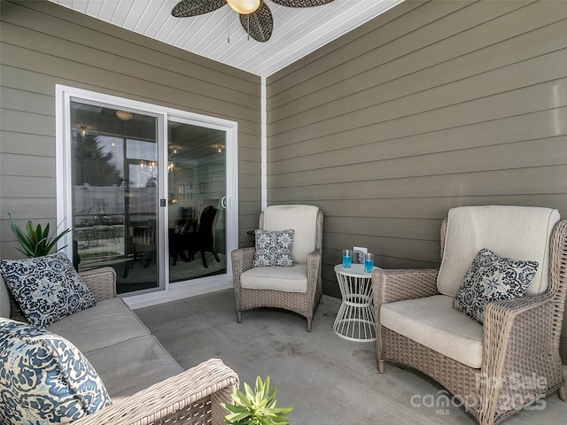 view of patio with ceiling fan