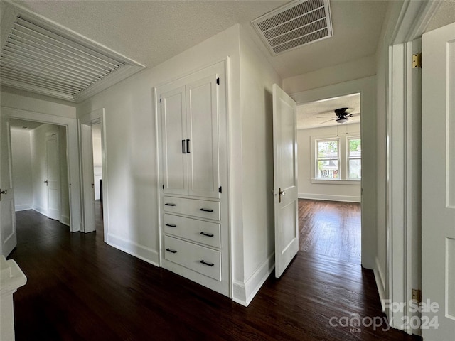 hallway featuring dark wood-type flooring