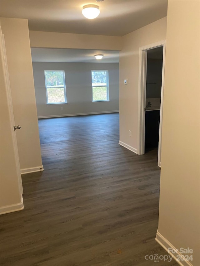 hallway featuring dark hardwood / wood-style flooring