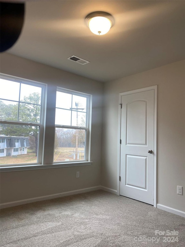 spare room featuring light carpet