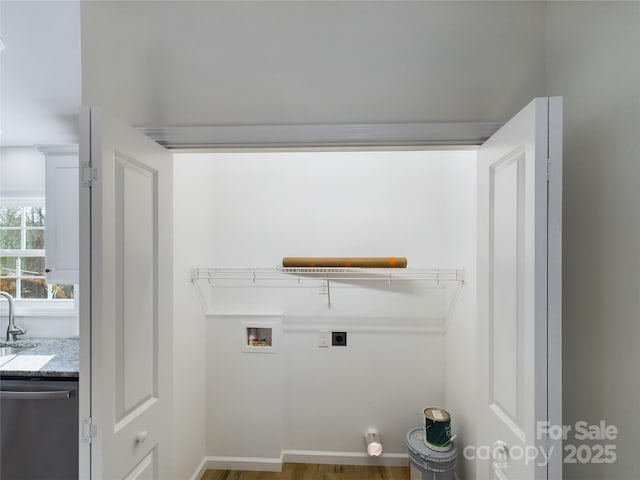 washroom with washer hookup, sink, and hookup for an electric dryer