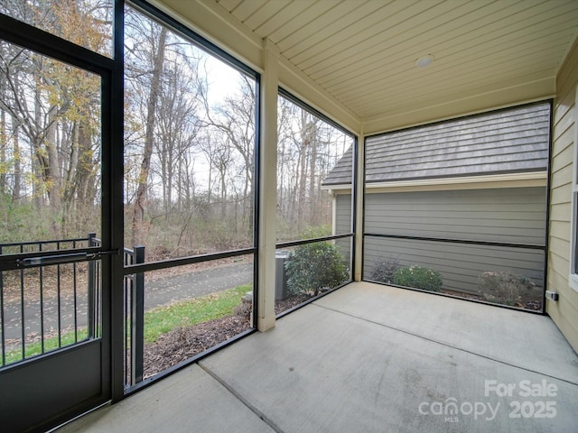 view of unfurnished sunroom